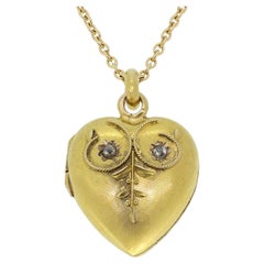 Victorian Diamond Heart Locket Necklace