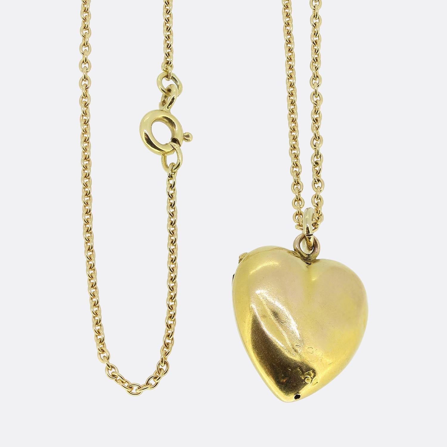 Old Mine Cut Victorian Diamond Heart Pendant Necklace For Sale
