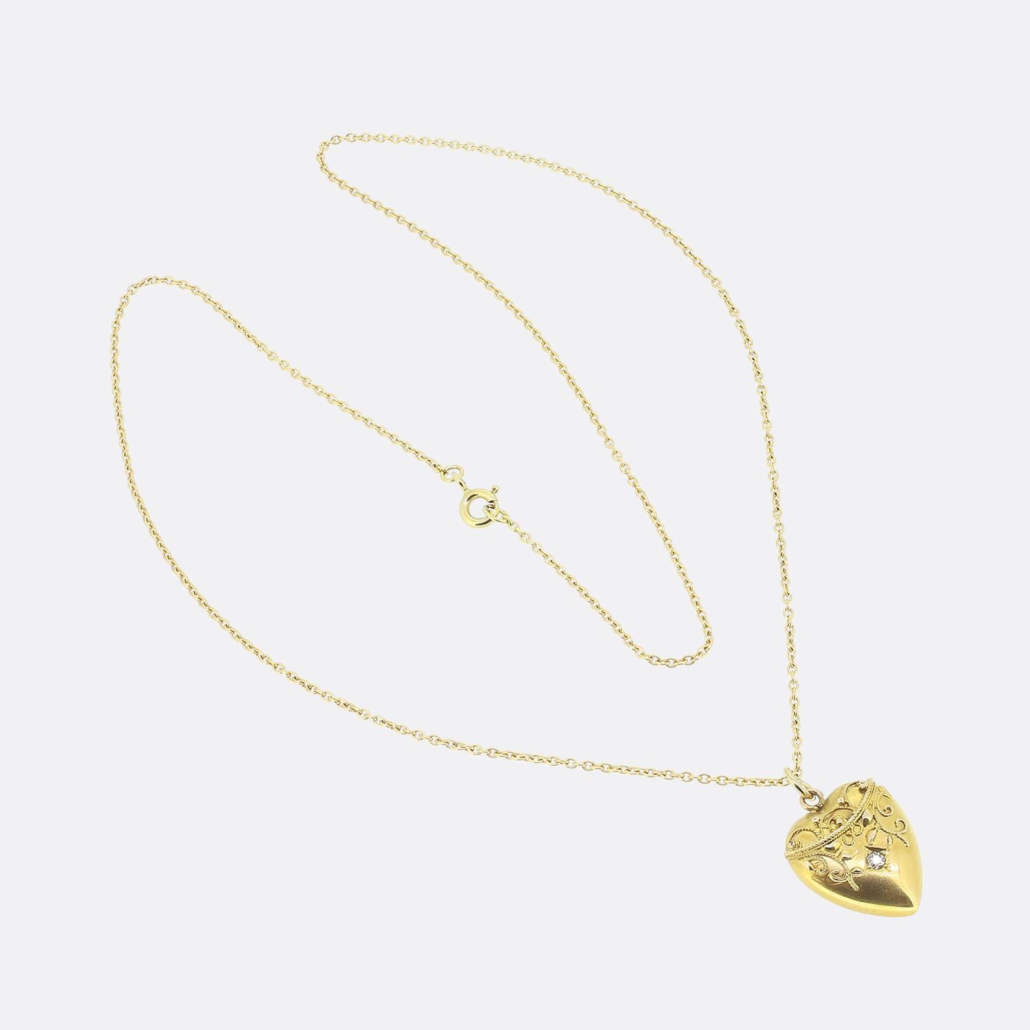 Collier victorien avec pendentif en forme de cœur en diamant Bon état - En vente à London, GB