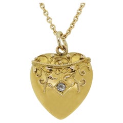 Victorian Diamond Heart Pendant Necklace