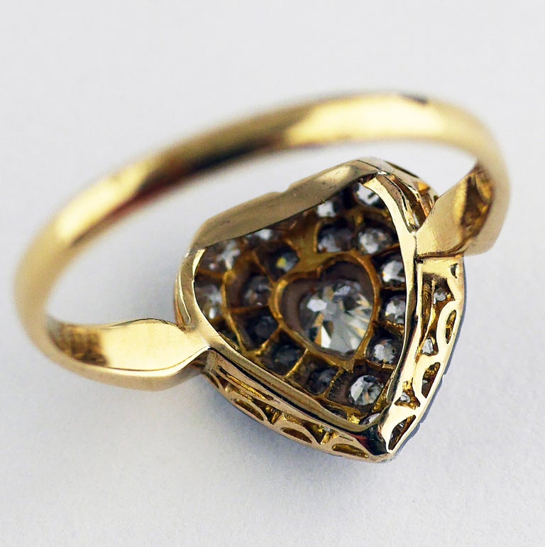 Victorian Diamond Heart Ring, circa 1870 6