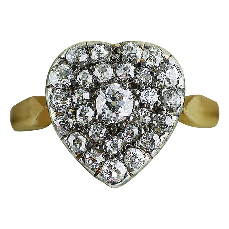 Victorian Diamond Heart Ring, circa 1870