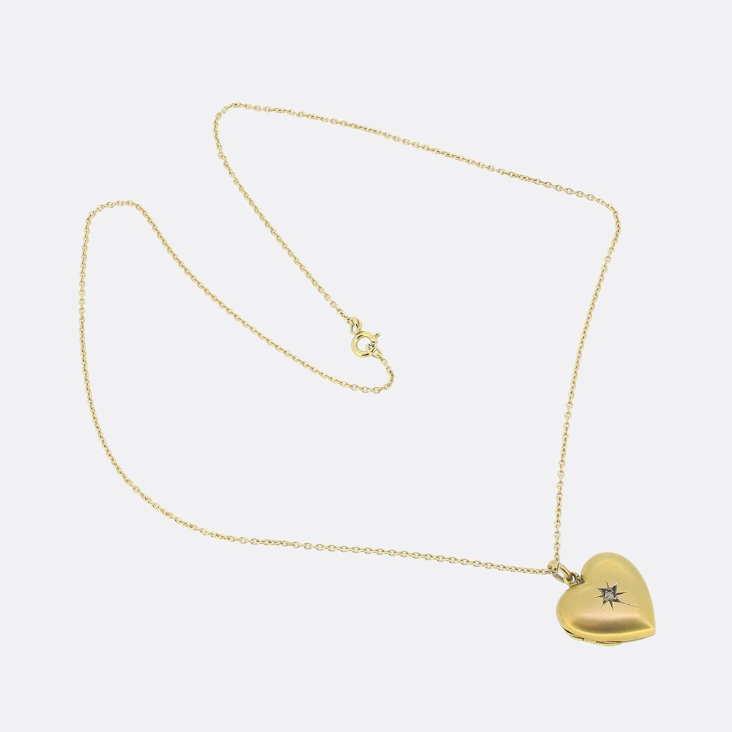 Rose Cut Victorian Diamond Love Heart Locket Necklace For Sale