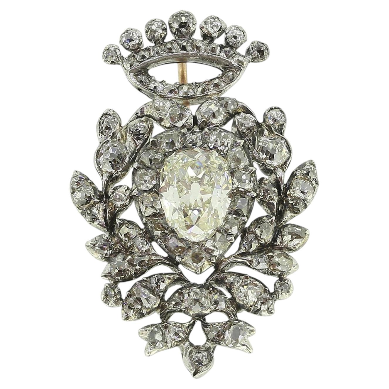 Ciondolo vittoriano a forma di cuore d'amore con diamante