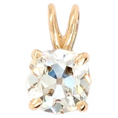 Victorian Diamond Necklace Pendant I VVS Old Mine Cut .63ct 14K Yellow Gold
