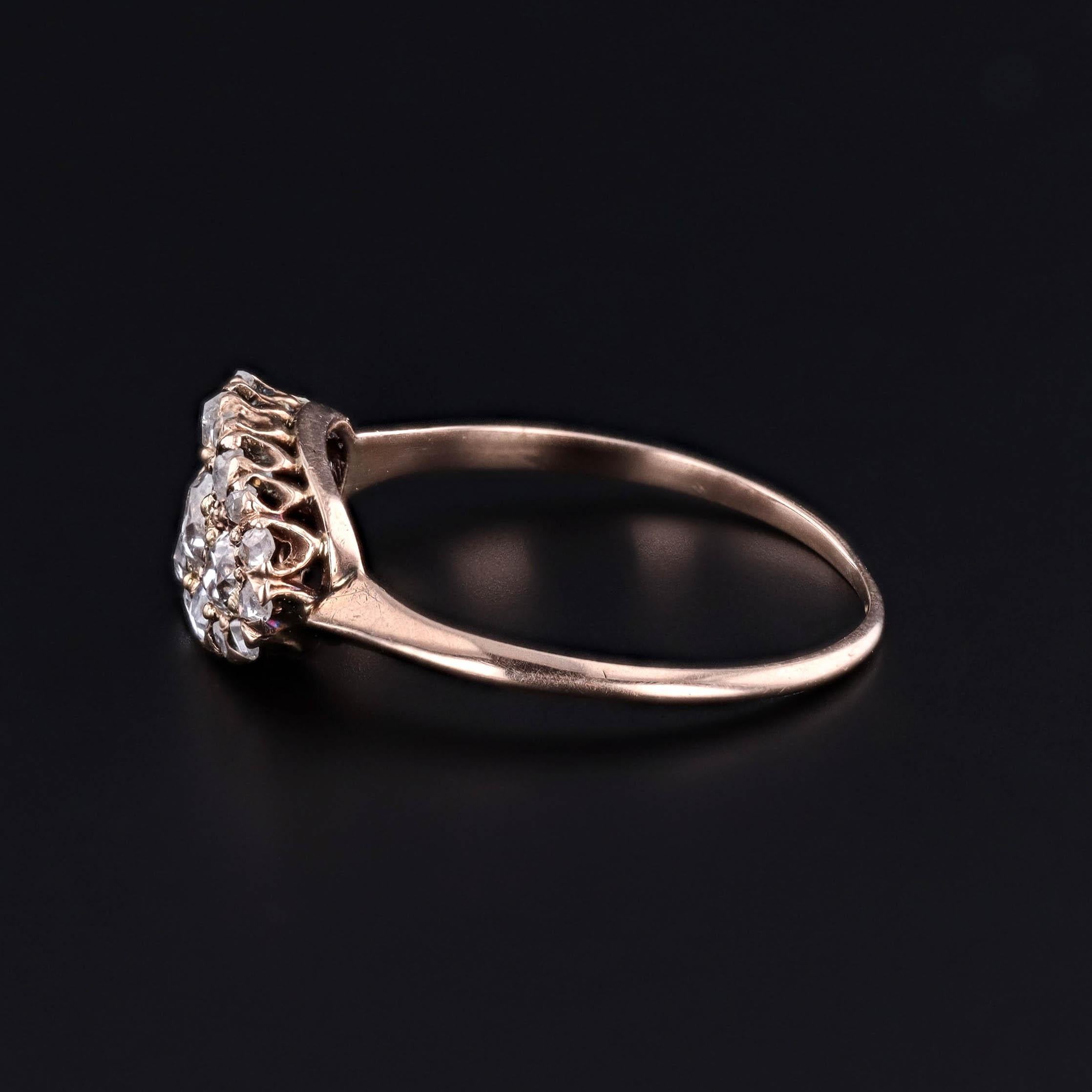 Vittoriano Anello vittoriano con pavé di diamanti in oro 10k in vendita