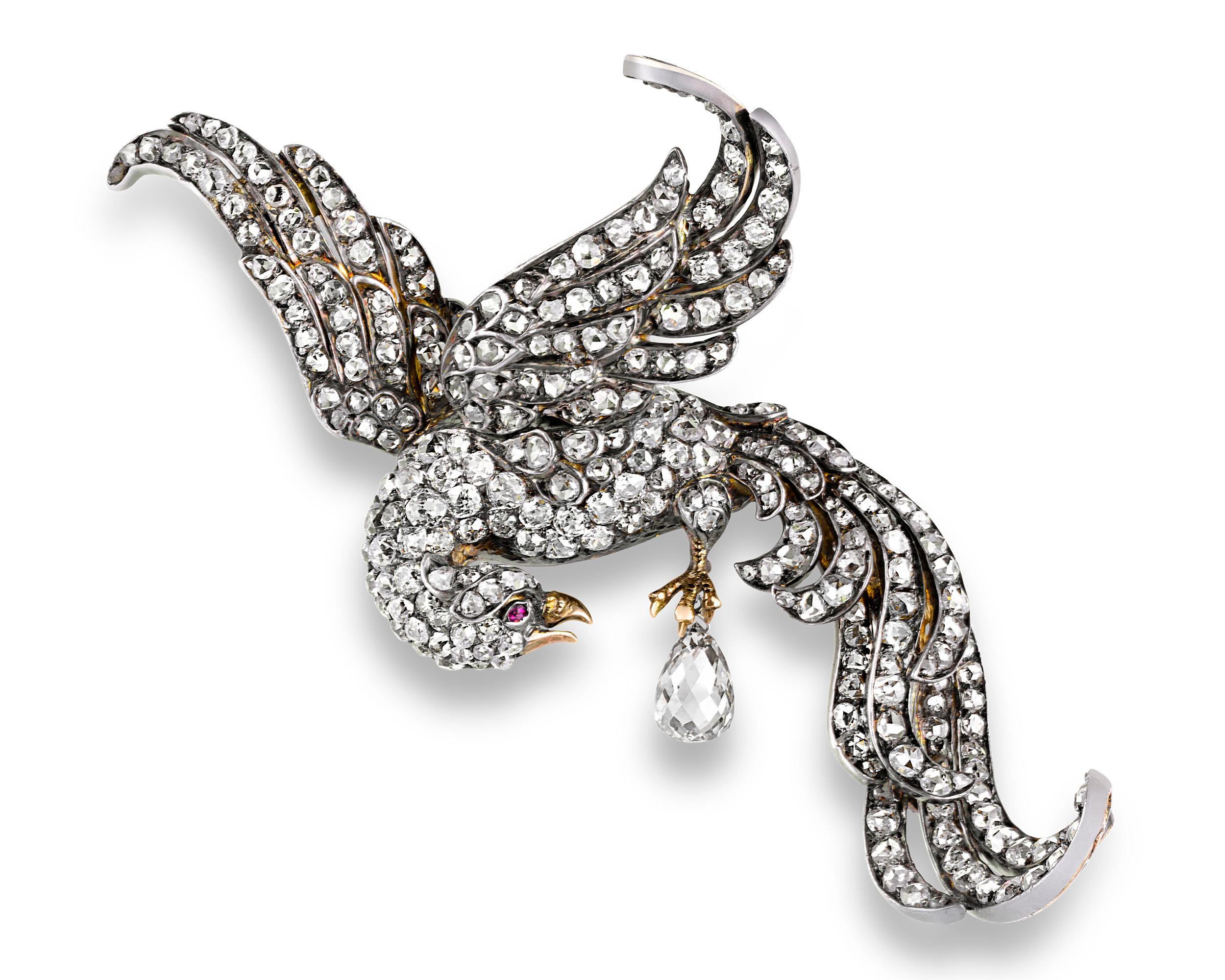 peacock brooch diamond