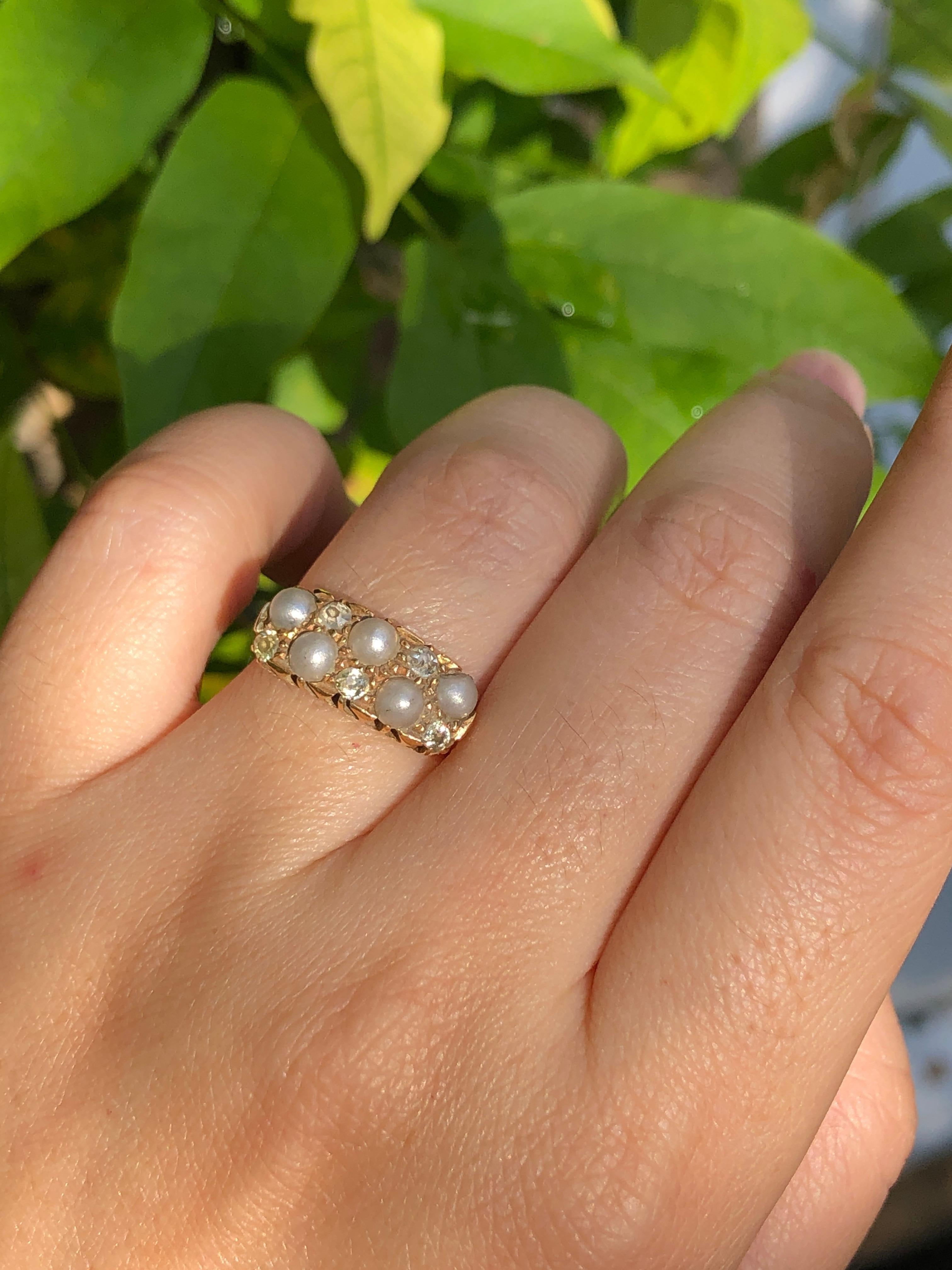 Women's Victorian Diamond and Pearl Antique Ring