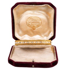 Victorian Diamond and Pearl Bangle
