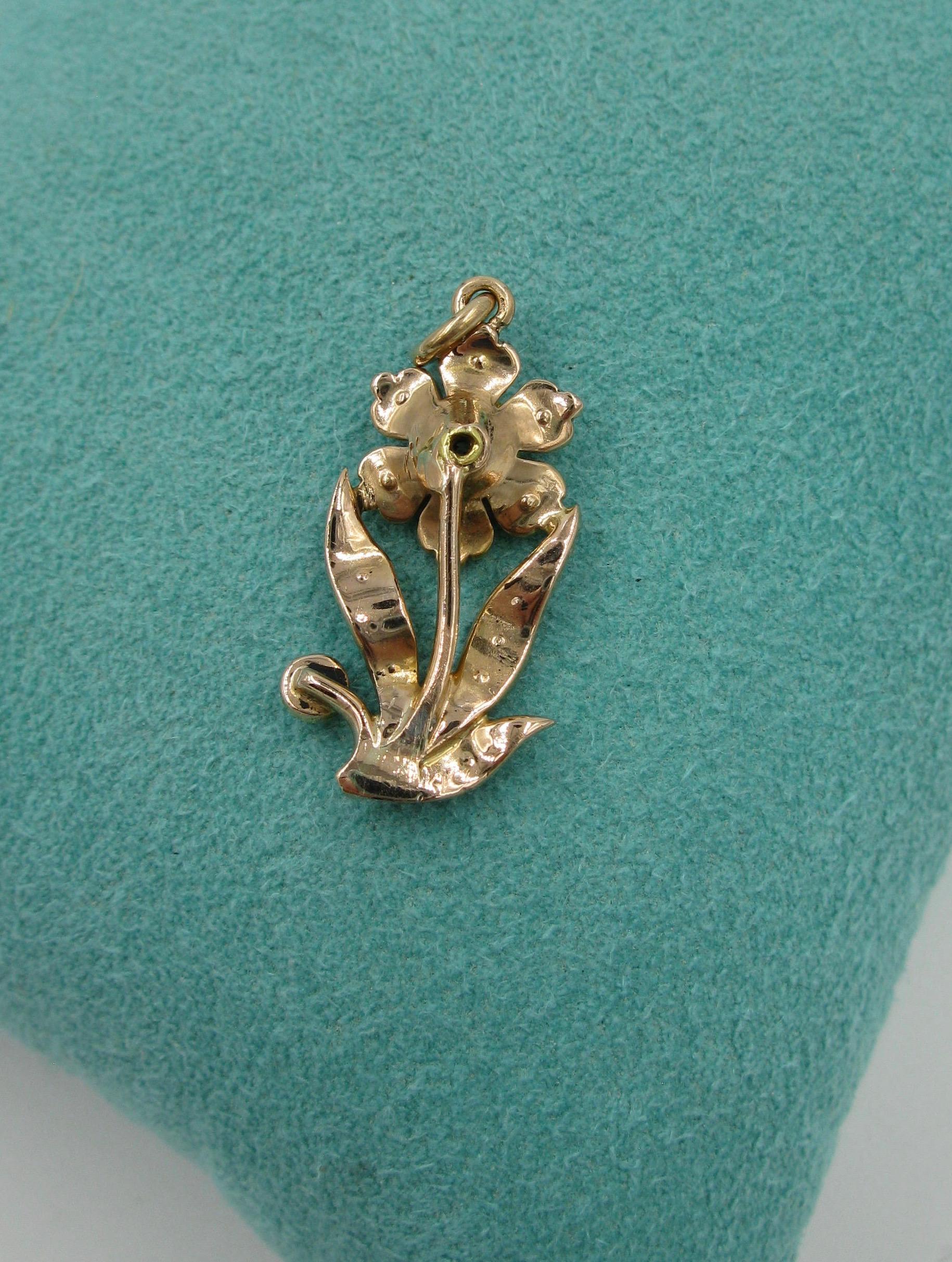 Viktorianische viktorianische Diamant-Perlen-Blumen-Anhänger-Halskette Gold Belle Époque im Zustand „Gut“ im Angebot in New York, NY