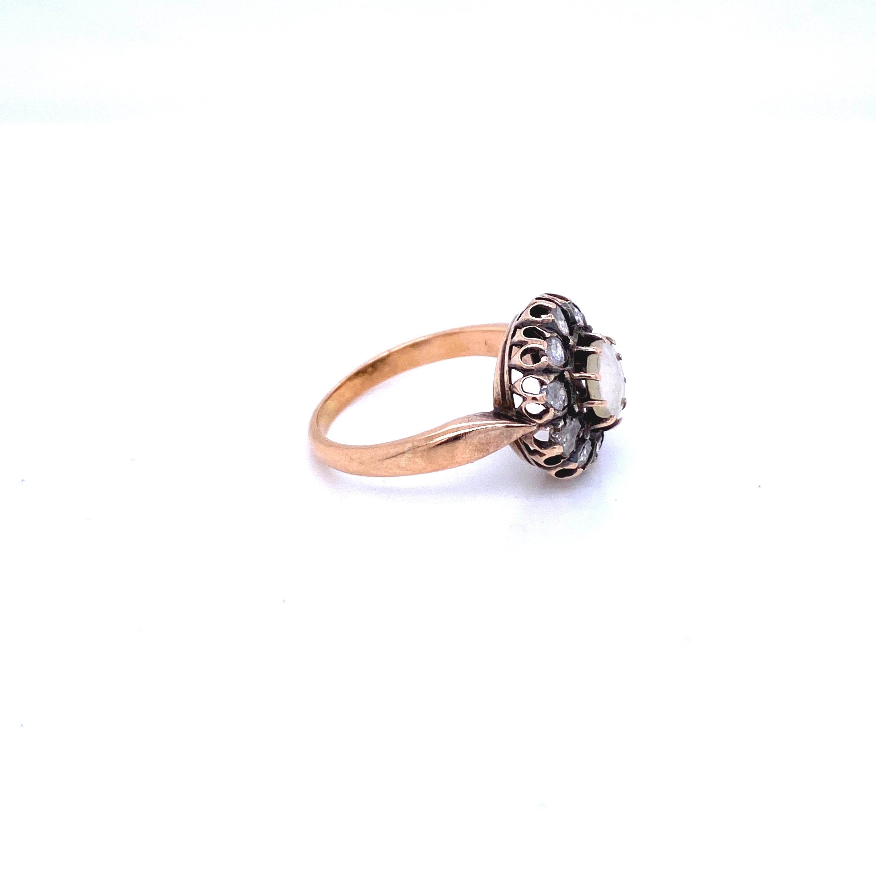 Donna Set di anelli e orecchini in oro con diamanti e perle di epoca vittoriana in vendita