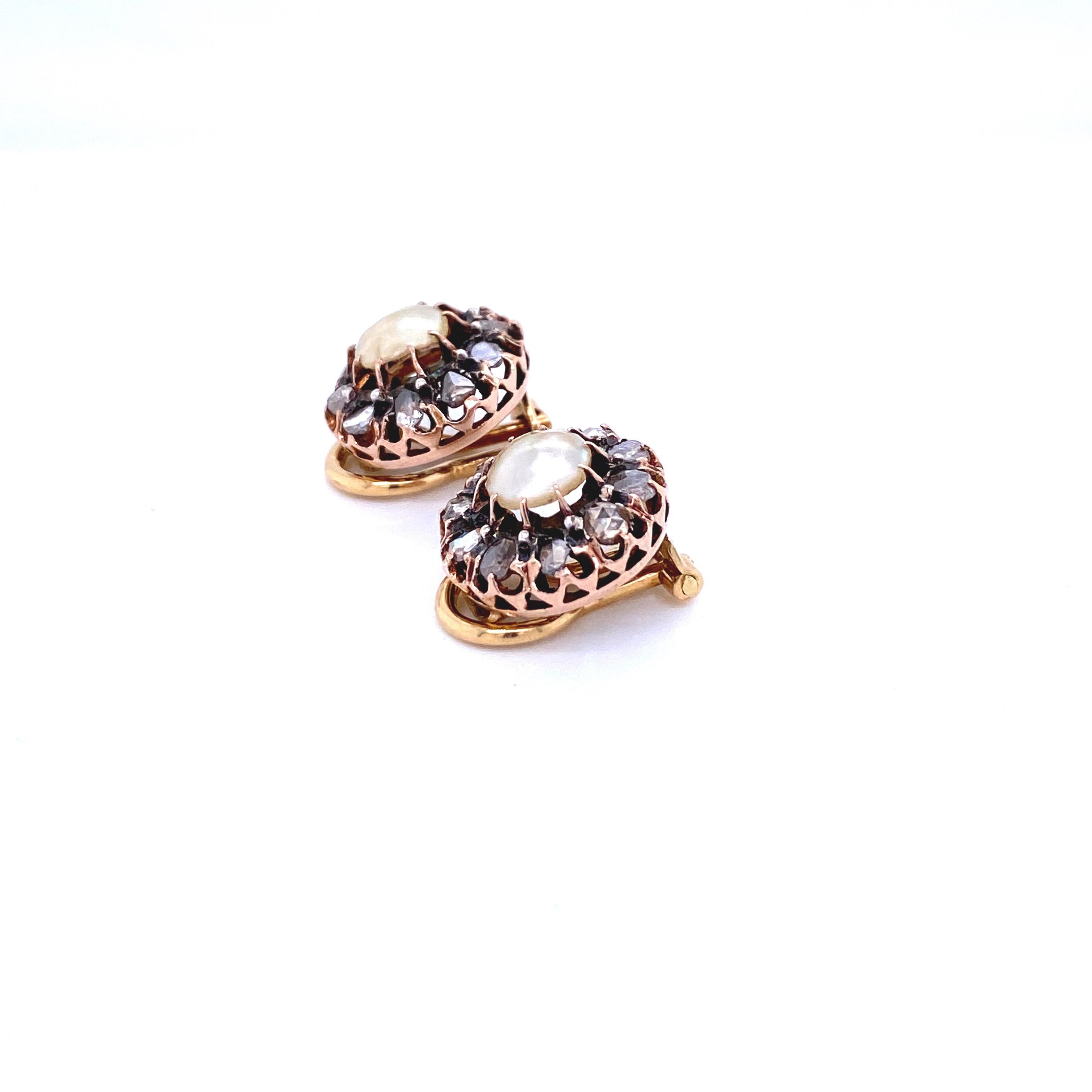 Victorian Diamond Pearl Gold Ring and Earrings Set For Sale 4