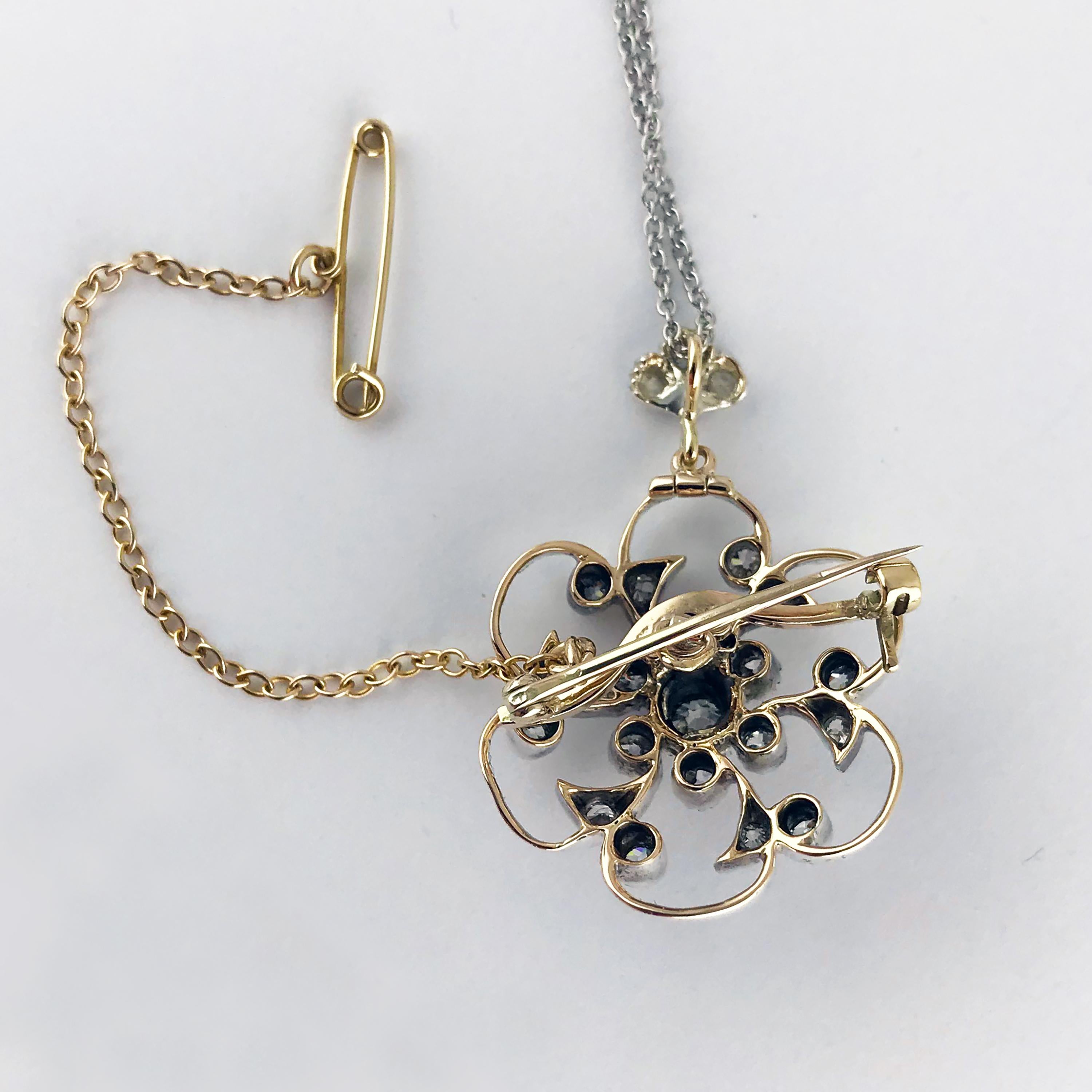 Victorian Diamond Pendant Brooch, circa 1890 For Sale 5