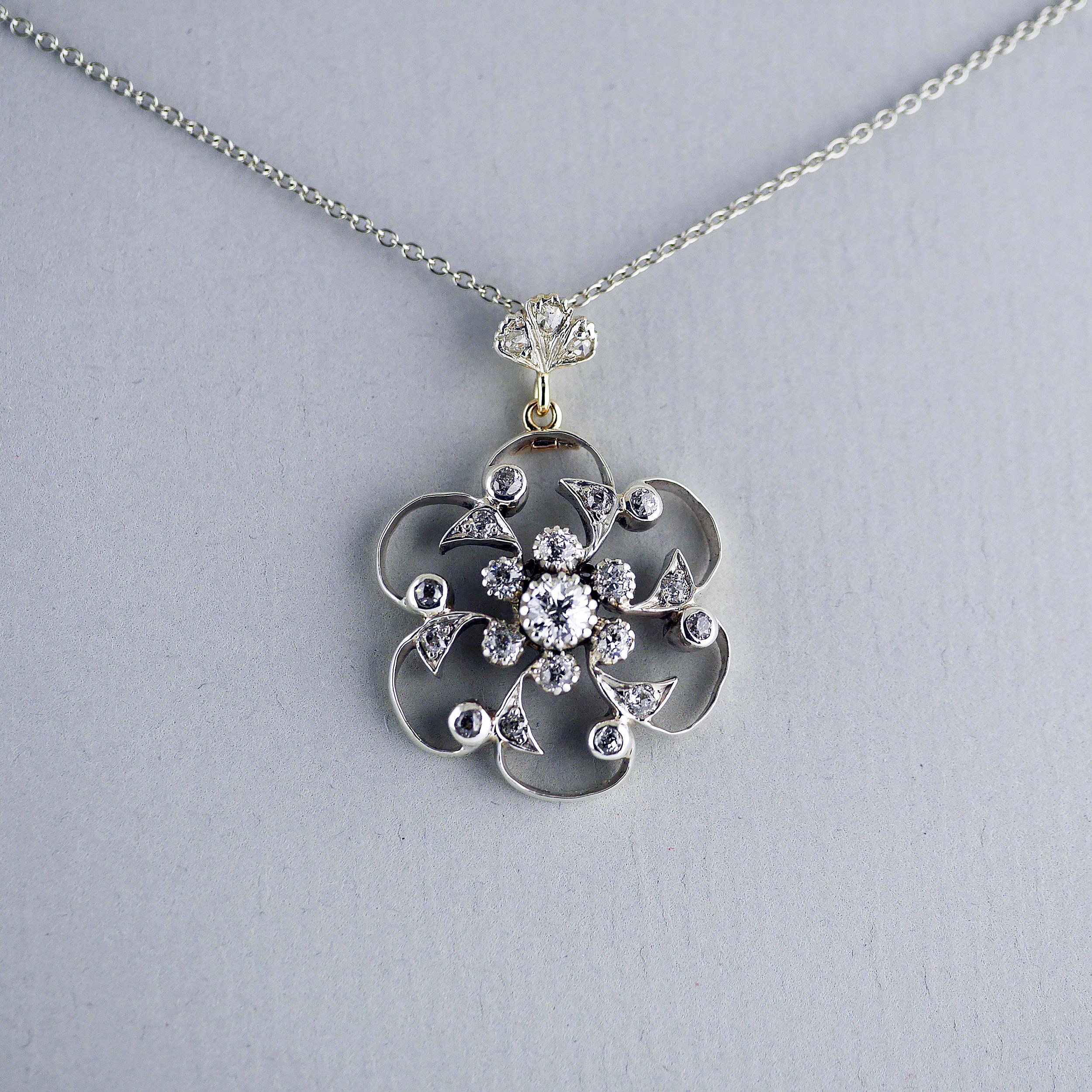Old Mine Cut Victorian Diamond Pendant Brooch, circa 1890 For Sale