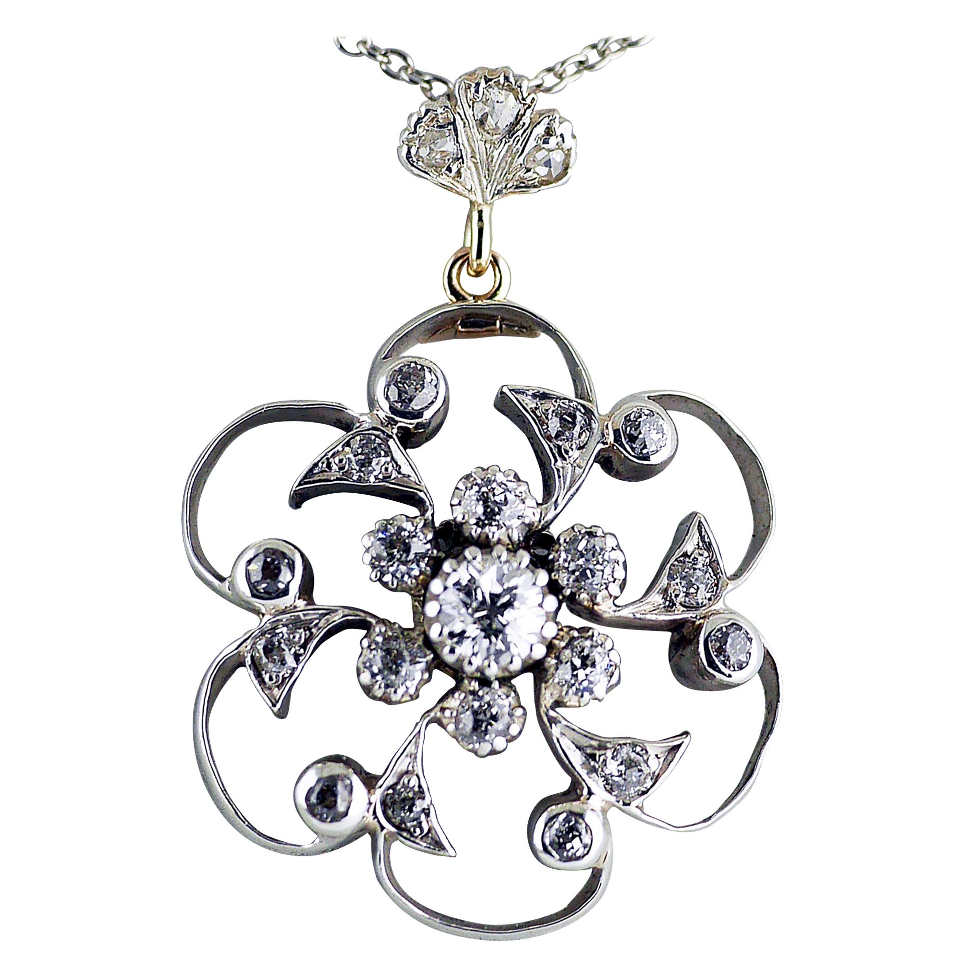 Victorian Diamond Pendant Brooch, circa 1890 For Sale