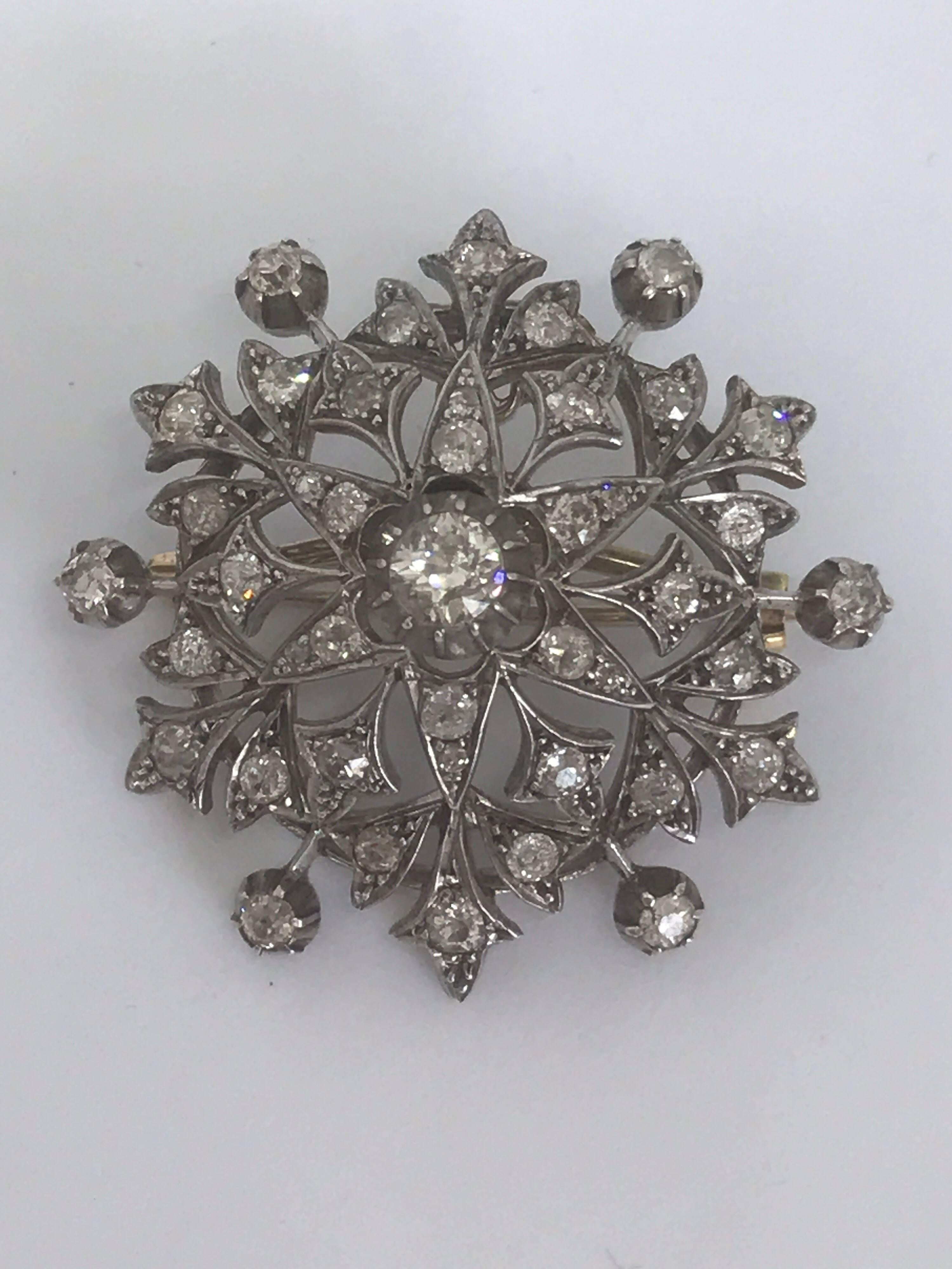 Late Victorian Victorian Diamond Pendant Brooch For Sale