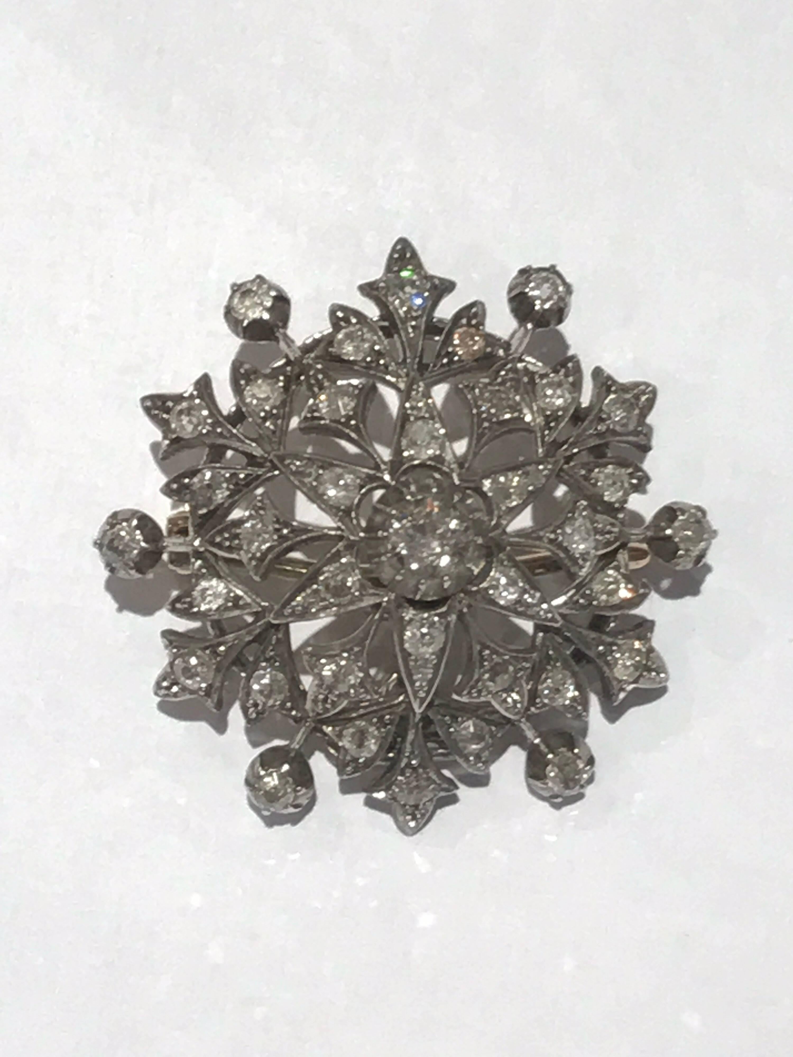 Women's Victorian Diamond Pendant Brooch For Sale