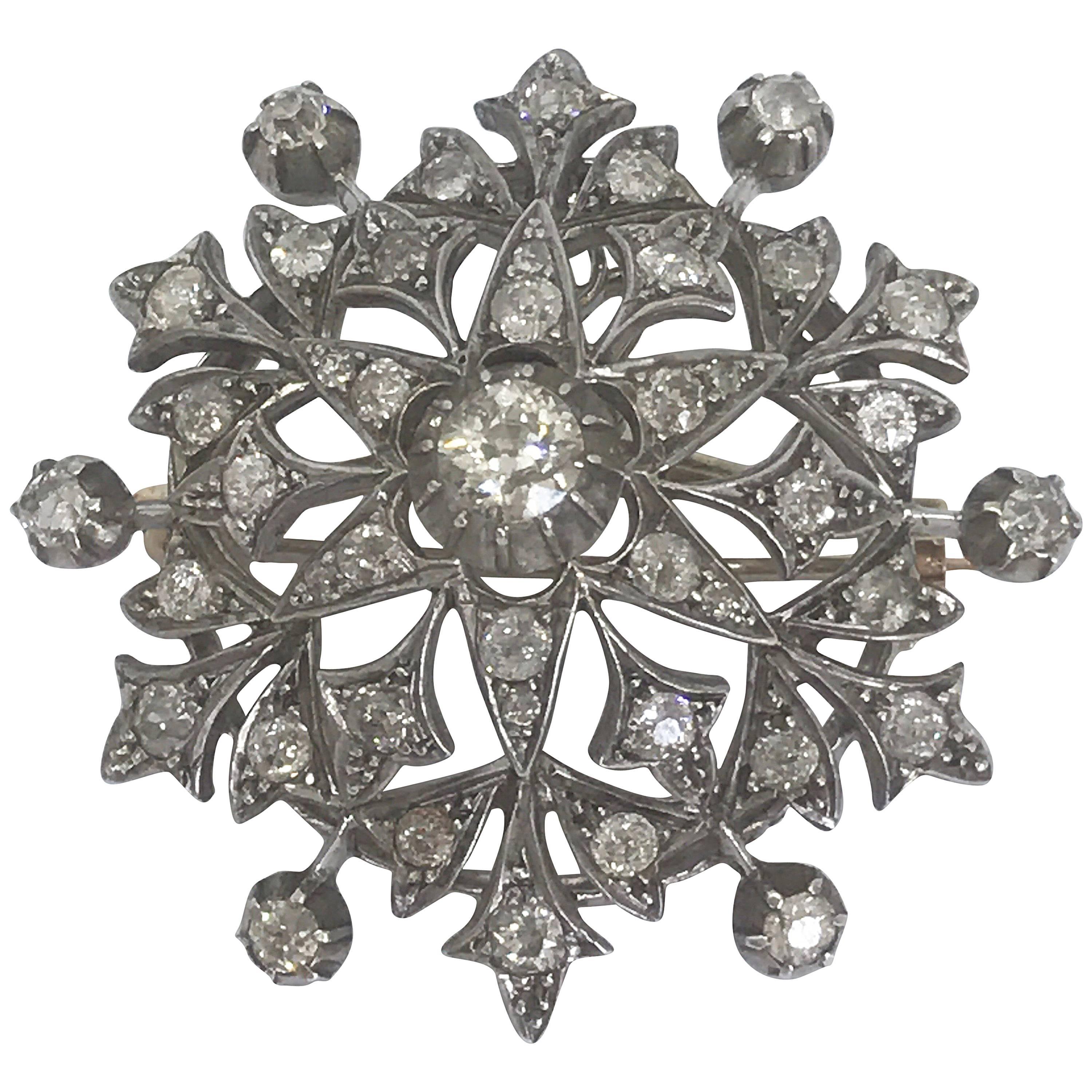 Victorian Diamond Pendant Brooch For Sale