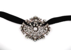Victorian Diamond Pendant Chain Cord or Ribbon, 2.5 Carats, 1890
