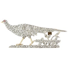 Antique Victorian Diamond Pheasant Brooch