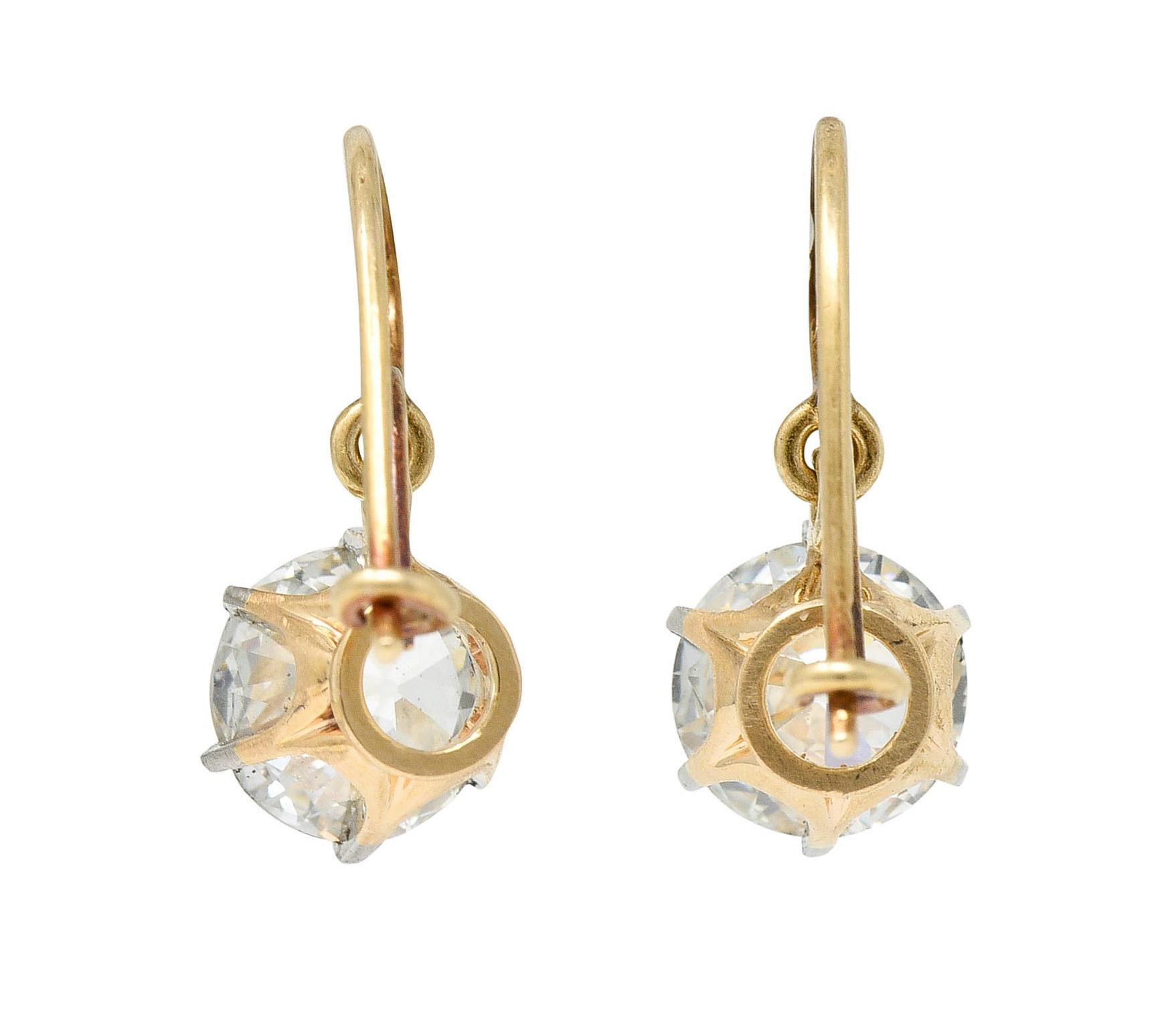 Women's or Men's Victorian Diamond Platinum 14 Karat Gold Carriage Coach Cover Drop Earrings