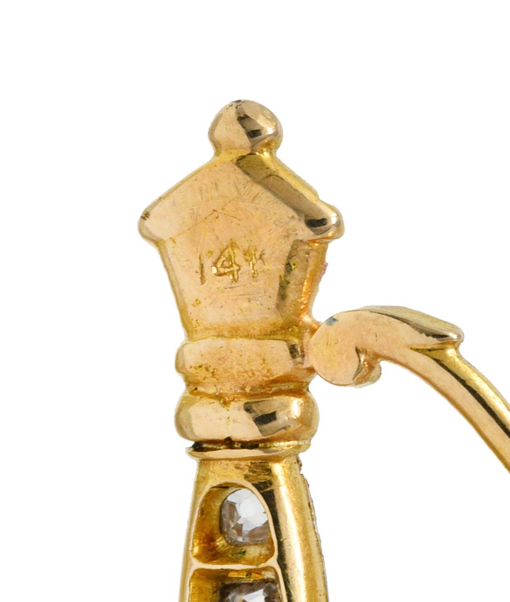 Women's or Men's Victorian Diamond Platinum 14 Karat Gold Officer's Sword Antique Jabot Brooch