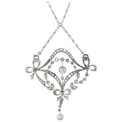 Antique Art Deco Diamond Lavalier Pendant Necklace