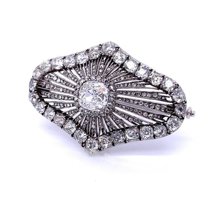 Victorian Diamond Rays Brooch, circa 1890s at 1stDibs