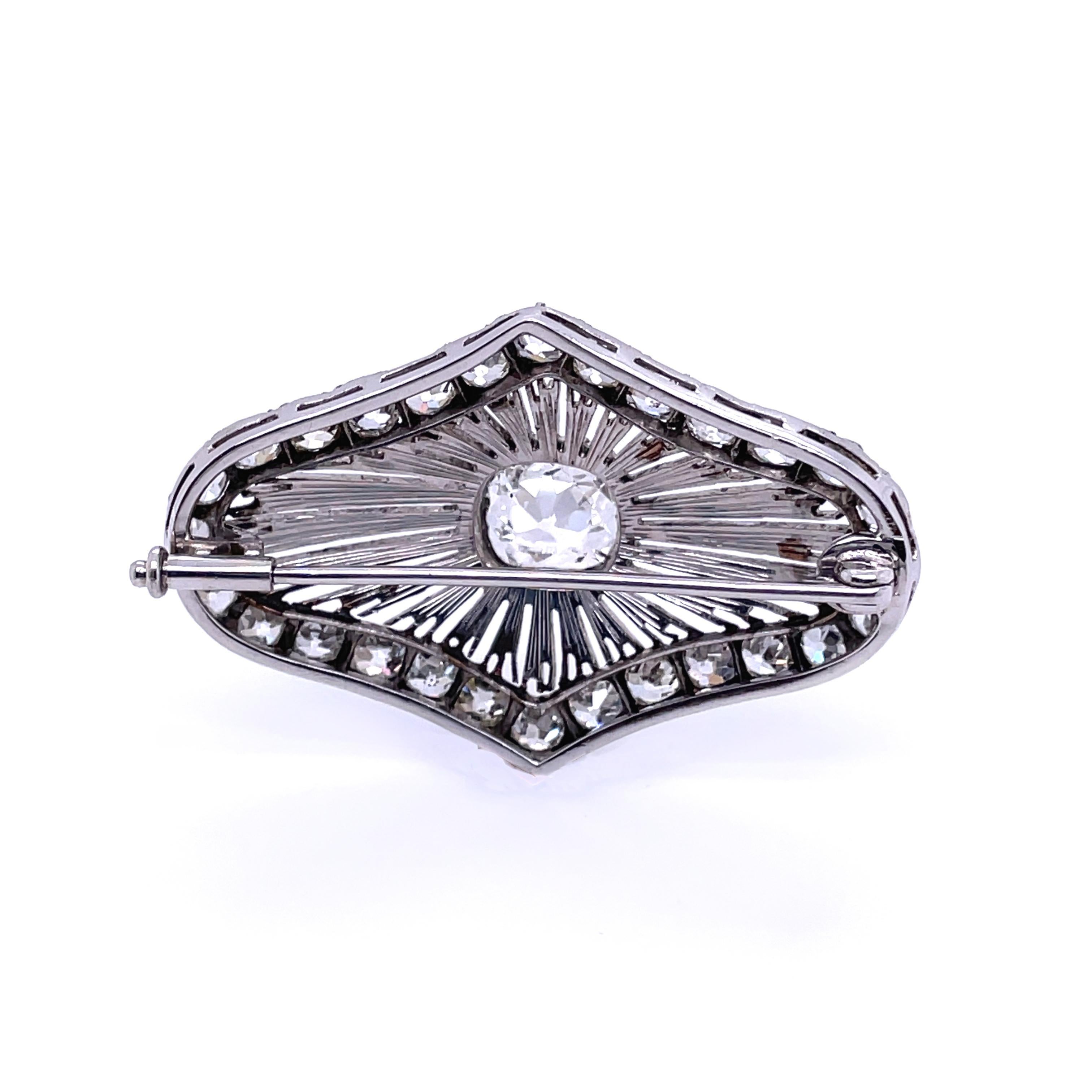 Women's or Men's Victorian Diamond Rays Brooch, circa 1890s