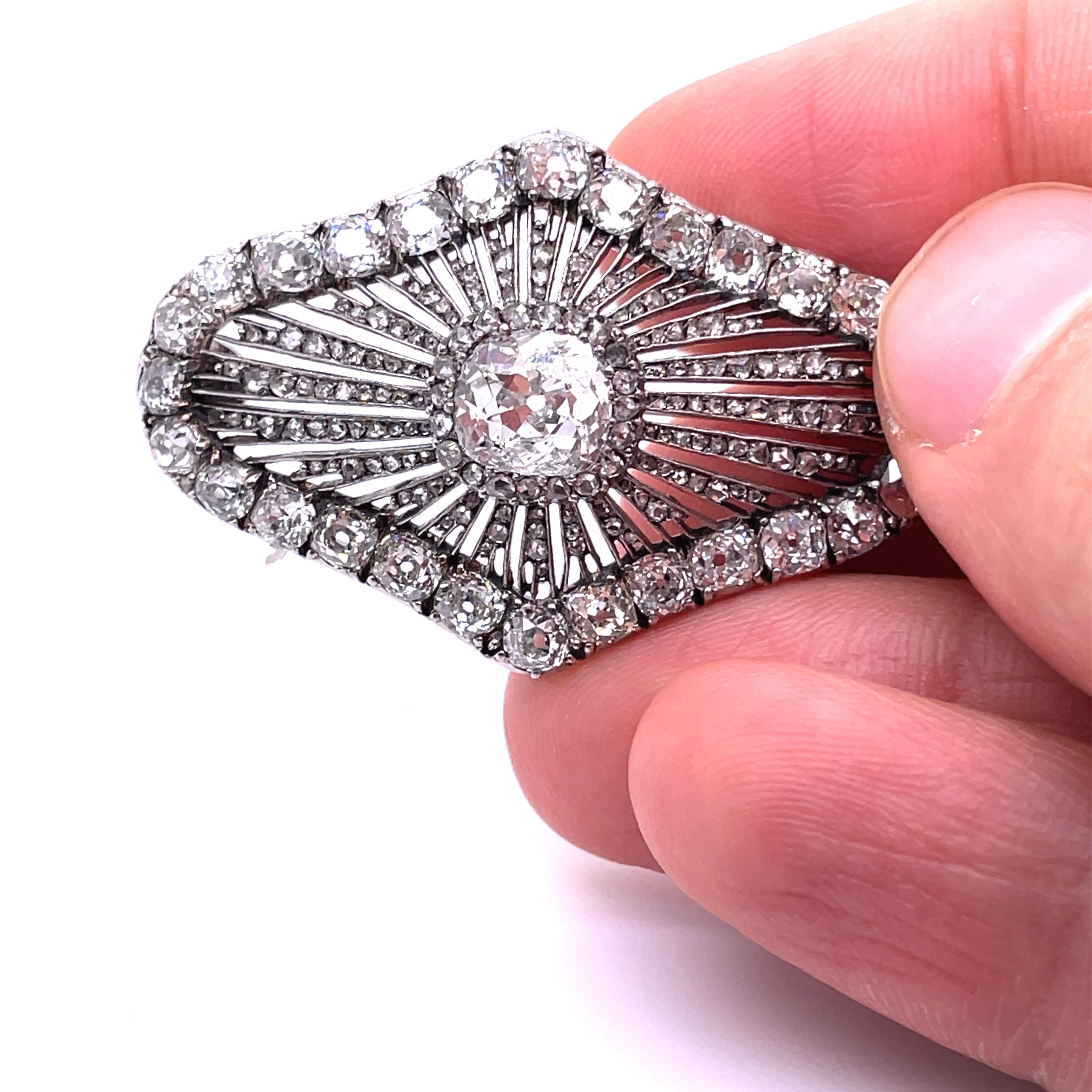 Victorian Diamond Rays Brooch, circa 1890s 3