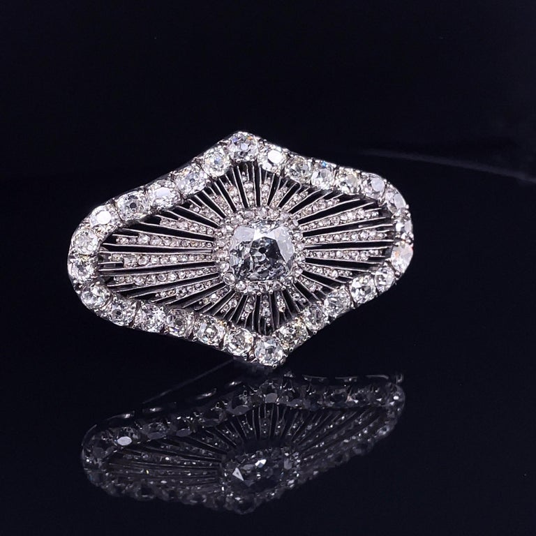 Victorian Diamond Rays Brooch, circa 1890s at 1stDibs