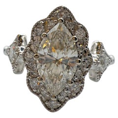 Victorian Diamond ring 14KT white gold marquise diamond ring