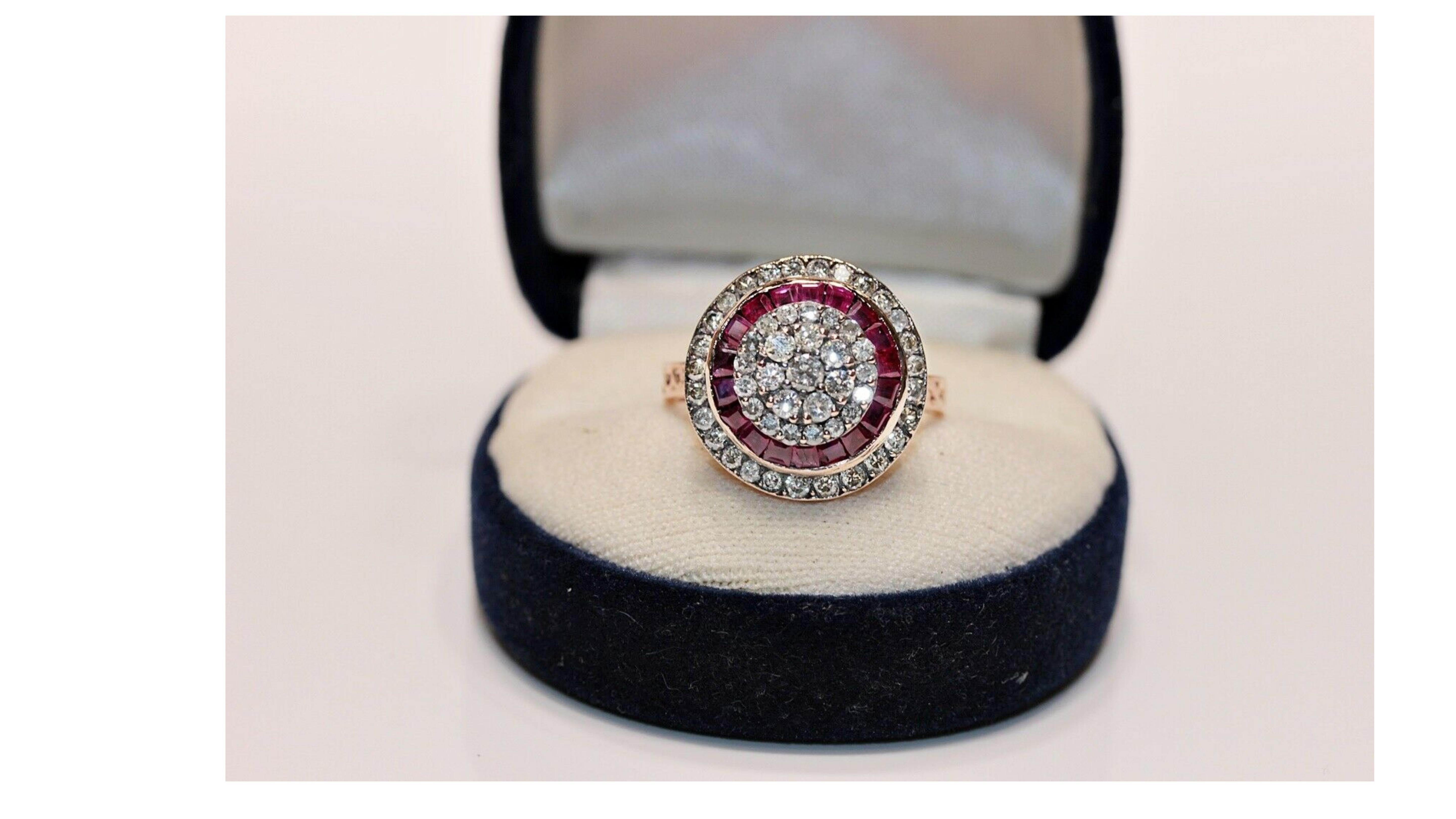 Victorian Art Deco Style  Ruby Diamond Ring 8 Karat White Gold For Sale