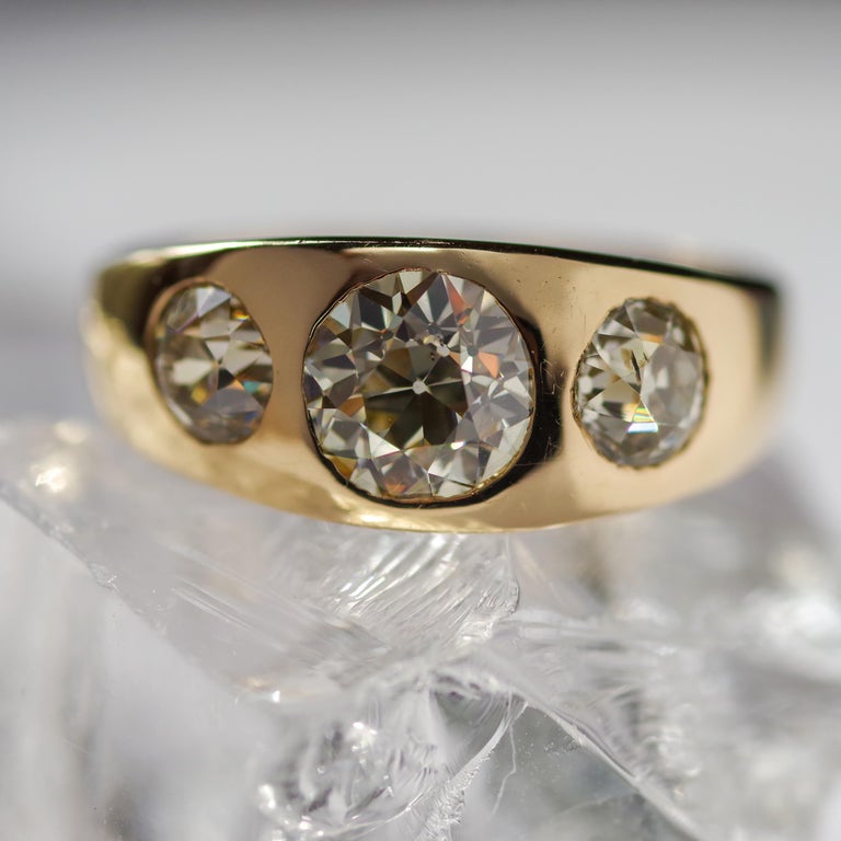Men’s Diamond Ring Victorian Three Carats at 1stDibs mens three stone