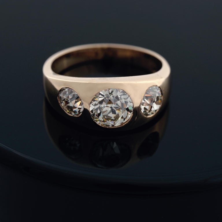 Men’s Diamond Ring Victorian Three Carats at 1stDibs mens 3 stone