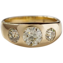 Antique Men’s Diamond Ring Victorian Three Carats
