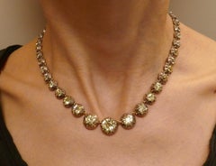 Victorian Diamond Riviere Necklace Silver Rose Gold French