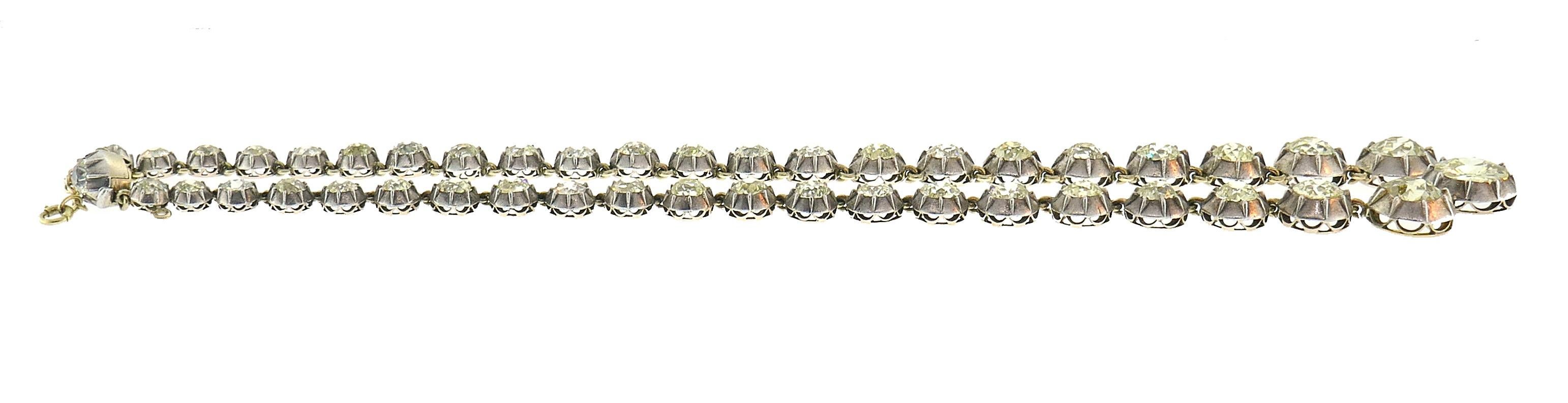 Victorian Diamond Riviere Necklace Silver Rose Gold French In Good Condition In Beverly Hills, CA
