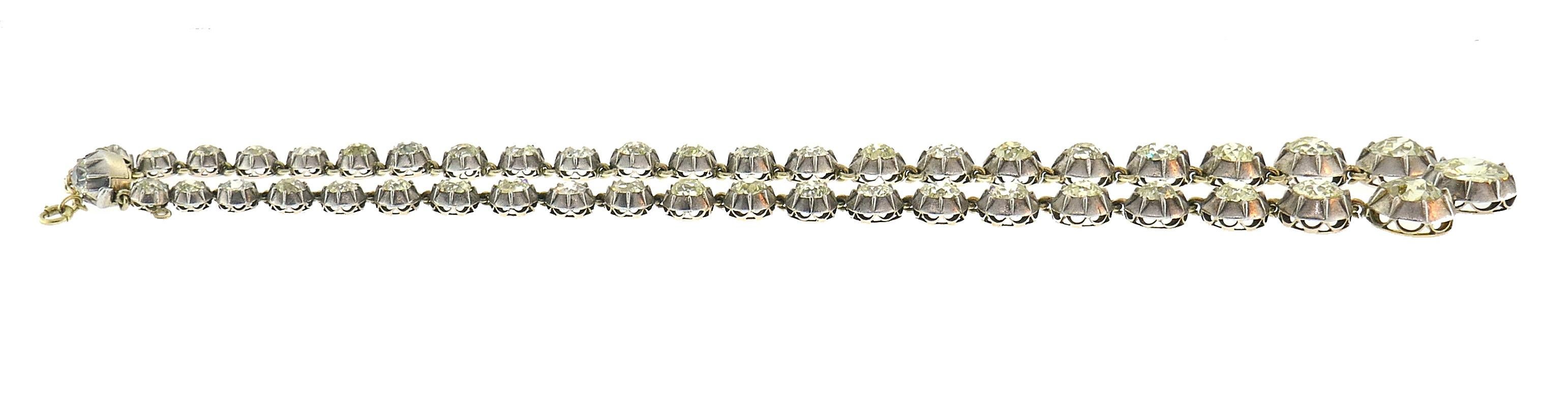Viktorianische Riviere-Halskette aus Silber und Roségold mit Diamanten, französisch 1