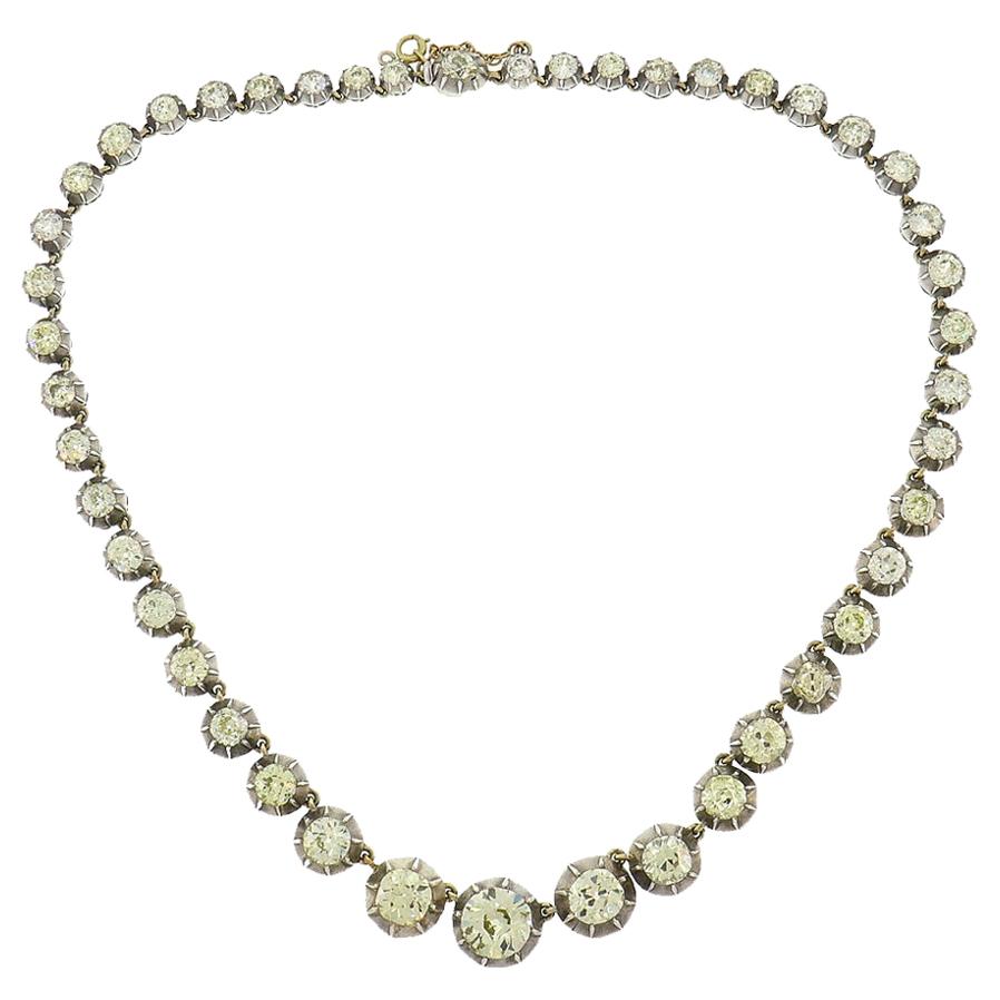 Victorian Diamond Riviere Necklace Silver Rose Gold French