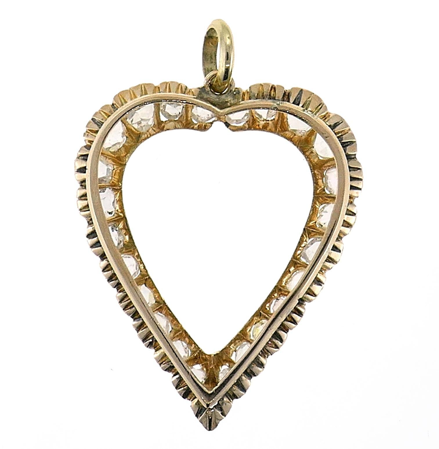 Victorian Diamond Rose Gold Heart Pendant Antique In Good Condition In Beverly Hills, CA