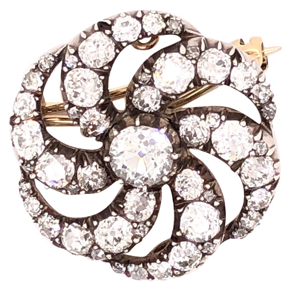 Victorian Diamond Round Brooch/Pendant, 1880s