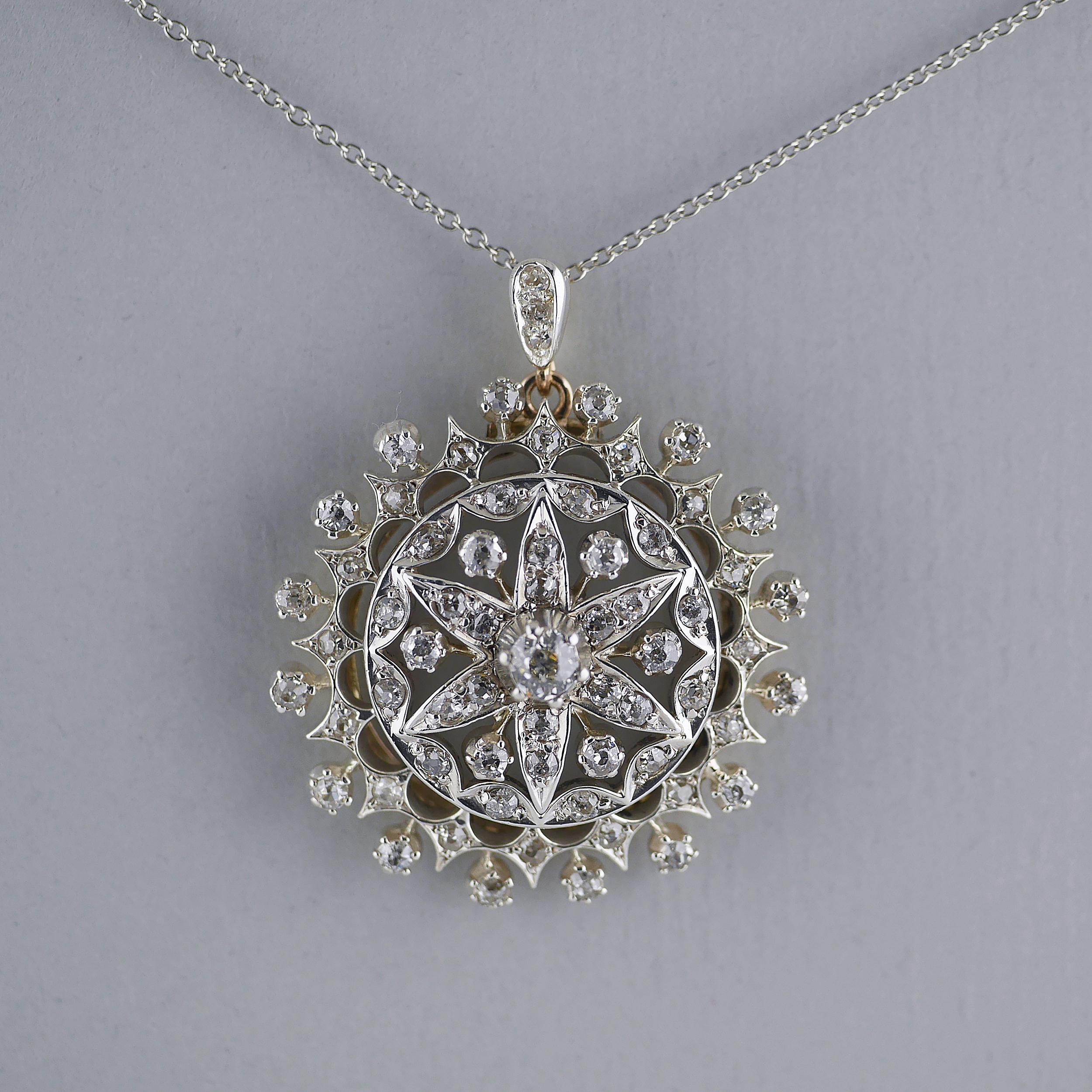 Victorian Diamond Round Pendant, circa 1880 1