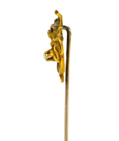Victorian Diamond Ruby 14 Karat Gold Chimera Stickpin