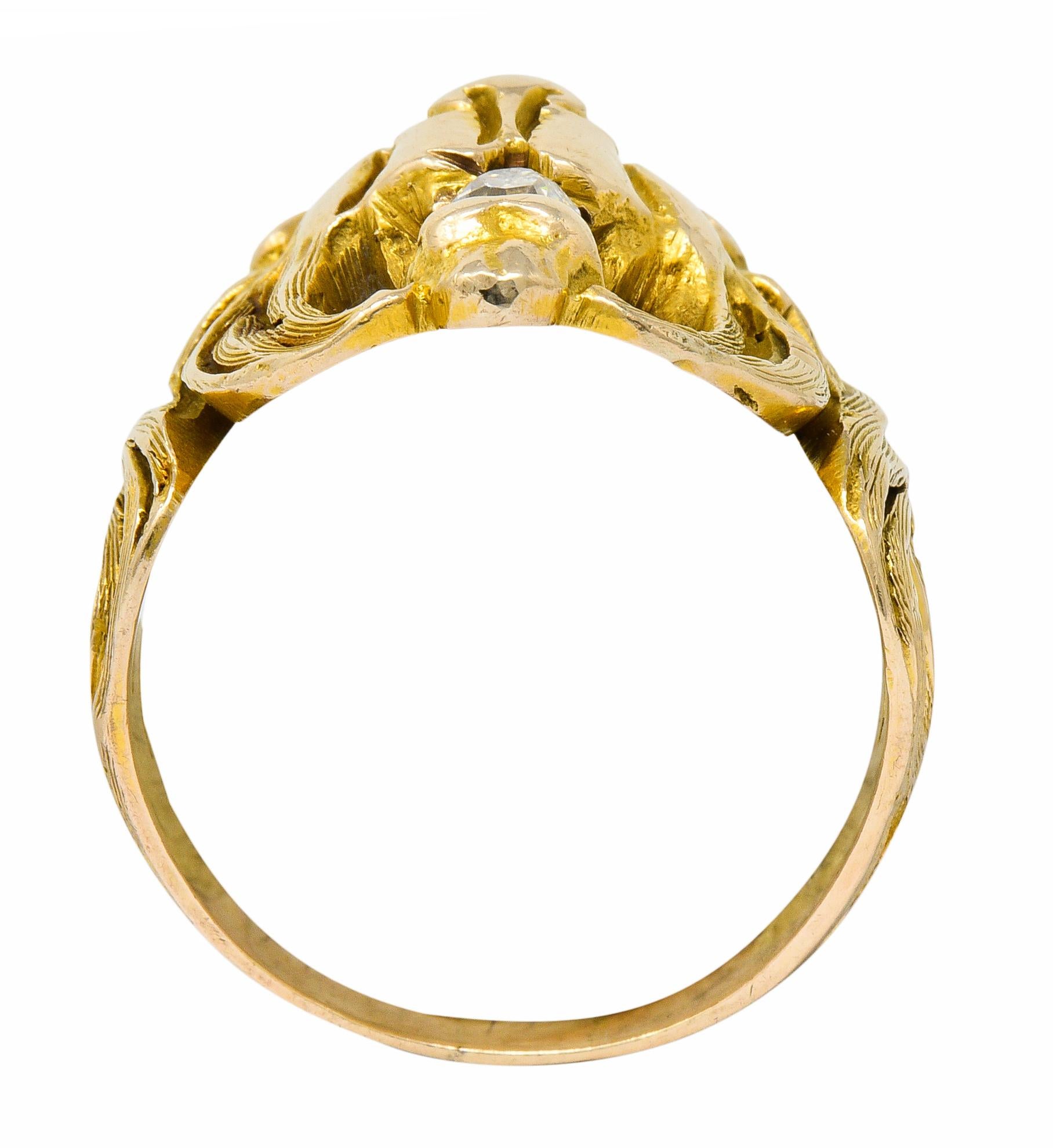 Victorian Diamond Ruby 14 Karat Gold Lion Band Ring 4