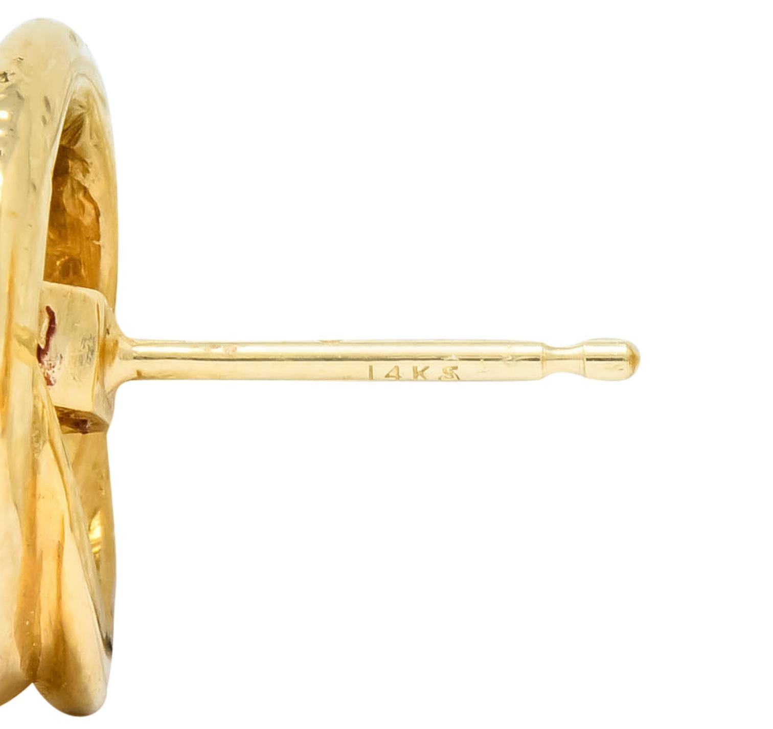 Women's or Men's Victorian Diamond Ruby 18 Karat Yellow Gold Winding Snake Stud Earrings