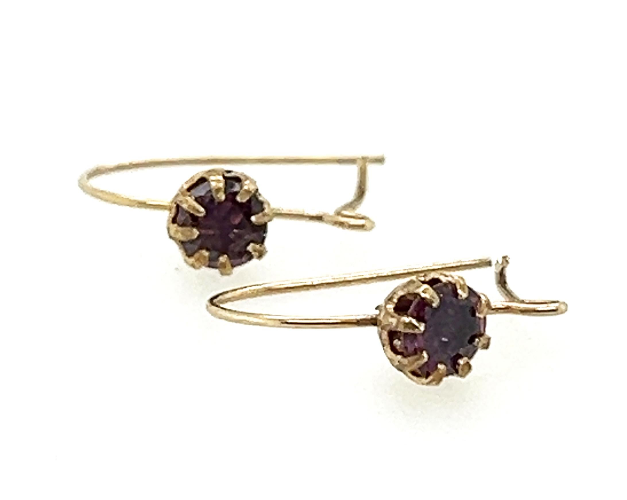 Victorian Diamond Ruby .83cttw Earrings 14K Yellow Gold Original 1880's-1890's In Excellent Condition In Dearborn, MI