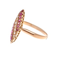 Victorian Diamond Ruby Gold Navette Ring