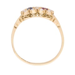 Victorian Diamond, Sapphire and Ruby Heart Ring, circa 1890s