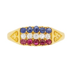 Victorian Diamond, Sapphire and Ruby Ring, circa 1890s